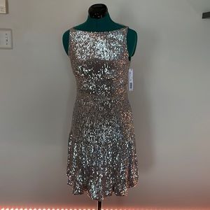 Gianni Bini silver sequins sleeveless dress size 2. Brand new with tags
